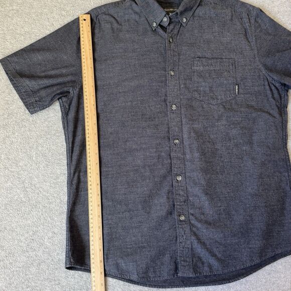 Eddie Bauer Short Sleeve Button Up Shirt Mens Large Blue 100% Cotton Woven - Picture 5 of 6